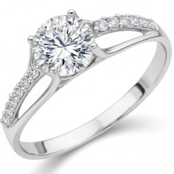 Λευκόχρυσο δαχτυλίδι μονόπετρο Κ14