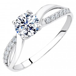 Λευκόχρυσο δαχτυλίδι μονόπετρο Κ14