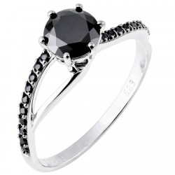 Λευκόχρυσο μονόπετρο δαχτυλίδι Κ14 με ζιργκόν