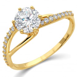 Χρυσό μονόπετρο δαχτυλίδι Κ14