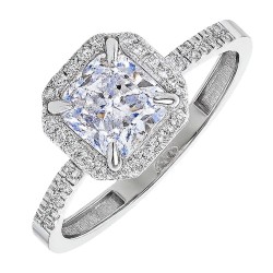 Λευκόχρυσο μονόπετρο δαχτυλίδι cushion Κ14