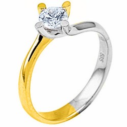 Δίχρωμο μονόπετρο φλόγα Κ9 με ζιργκόν