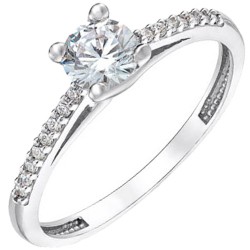 Λευκόχρυσο δαχτυλίδι μονόπετρο Κ9