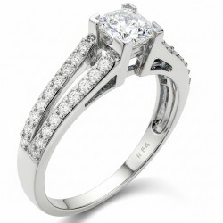 Λευκόχρυσο δαχτυλίδι μονόπετρο Κ14