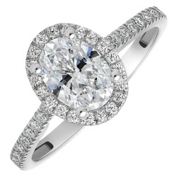 Λευκόχρυσο μονόπετρο δαχτυλίδι οβάλ Κ14 με ζιργκόν