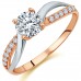 Ροζ χρυσό μονόπετρο δαχτυλίδι Κ14 με ζιργκόν