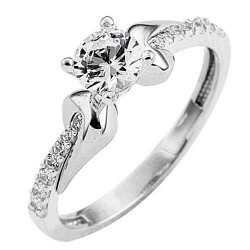 Λευκόχρυσο δαχτυλίδι μονόπετρο Κ14