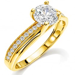 Χρυσό δαχτυλίδι μονόπετρο Κ14 με ζιργκόν