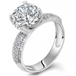 Λευκόχρυσο μονόπετρο δαχτυλίδι Κ14 με ζιργκόν