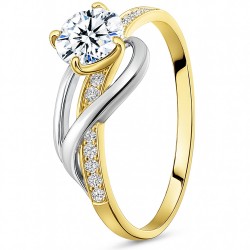 Χρυσό δαχτυλίδι μονόπετρο Κ14 με ζιργκόν