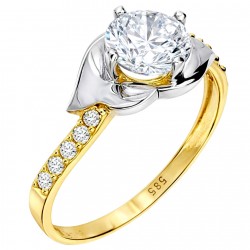 Χρυσό δαχτυλίδι μονόπετρο Κ14