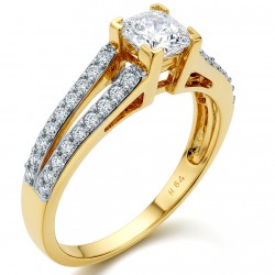 Χρυσό μονόπετρο δαχτυλίδι Κ14 με ζιργκόν