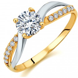 Χρυσό δαχτυλίδι μονόπετρο Κ14 με ζιργκόν