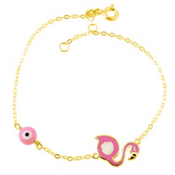 Χρυσό παιδικό βραχιόλι flamingo Κ14