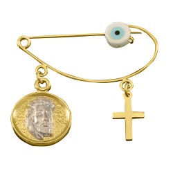 Χρυσή παραμάνα Κ9 με φυλαχτό