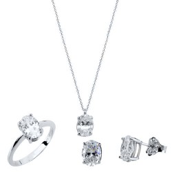 Mini set από λευκό χρυσό Κ14 με ζιργκόν