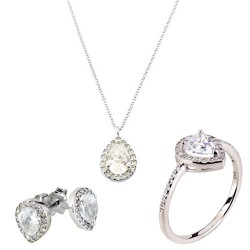 Mini set από λευκό χρυσό Κ14 με ζιργκόν