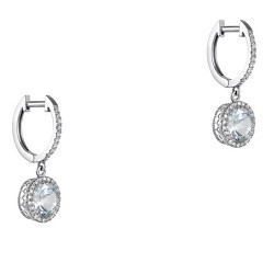 Νυφικά λευκόχρυσα σκουλαρίκια Κ18 με τοπάζι και διαμάντια