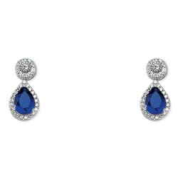 Λευκόχρυσα κρεμαστά σκουλαρίκια σταγόνες Κ14 με ζιργκόν