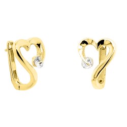 Χρυσά ημικρεμαστά σκουλαρίκια καρδιές Κ14