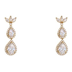 Χρυσά κρεμαστά νυφικά σκουλαρίκια σταγόνες Κ14