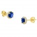 Χρυσά σκουλαρίκια Κ14 με μπλε και λευκά ζιργκόν