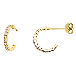 Χρυσά σκουλαρίκια κρικάκια Κ14 με ζιργκόν