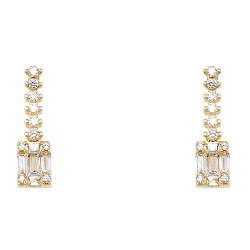 Χρυσά κρεμαστά σκουλαρίκια Κ14 με ζιργκόν