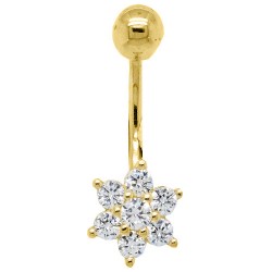 Χρυσό σκουλαρίκι piercing λουλούδι Κ14