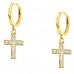 Χρυσά σκουλαρίκια κρίκοι Κ14 με σταυρούς