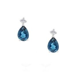 Λευκόχρυσα σκουλαρίκια σταγόνες Κ18 με London Blue Topaz και διαμάντια Λευκόχρυσα σκουλαρίκια σταγόνες Κ18 με London Blue Topaz και διαμάντια