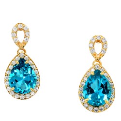 Χρυσά κρεμαστά σκουλαρίκια σταγόνες Κ14 με ζιργκόν