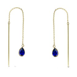 Χρυσά κρεμαστά σκουλαρίκια Κ9 με ζιργκόν