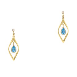 Χρυσά σκουλαρίκια σταγόνες Κ14 με ζιργκόν