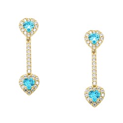 Χρυσά κρεμαστά σκουλαρίκια καρδιές Κ14