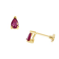 Χρυσά σκουλαρίκια Κ18 με ρουμπίνια