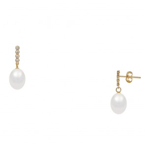 Χρυσά σκουλαρίκια Κ14 με μαργαριτάρια