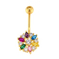 Χρυσό σκουλαρίκι piercing λουλούδι Κ14