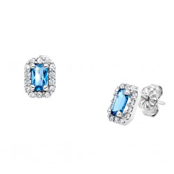 Λευκόχρυσα σκουλαρίκια ορθογώνιες ροζέτες Κ14 με ζιργκόν