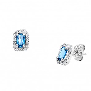 Λευκόχρυσα σκουλαρίκια ορθογώνιες ροζέτες Κ14 με ζιργκόν