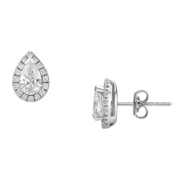 Λευκόχρυσα σκουλαρίκια σταγόνες Κ14 με ζιργκόν