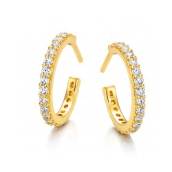 Χρυσά σκουλαρίκια κρίκοι Κ14 με ζιργκόν
