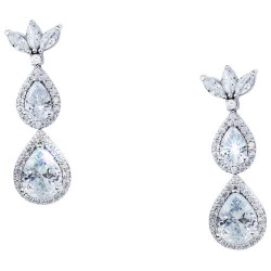 Λευκόχρυσα σκουλαρίκια σταγόνες Κ14 με ζιργκόν