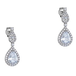 Λευκόχρυσα σκουλαρίκια νυφικά Κ14 με ζιργκόν