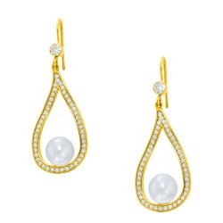 Χρυσά σκουλαρίκια Κ14 με μαργαριτάρια