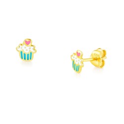 Χρυσά σκουλαρίκια Κ14 με σμάλτο 