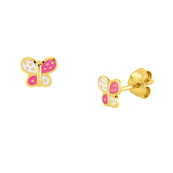 Χρυσά σκουλαρίκια Κ14 με σμάλτο