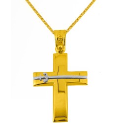 Χρυσός βαπτιστικός σταυρός Κ14 με αλυσίδα
