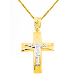 Χρυσός βαπτιστικός σταυρός Κ14 με αλυσίδα
