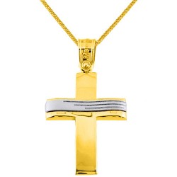 Χρυσός βαπτιστικός σταυρός Κ14 με αλυσίδα
